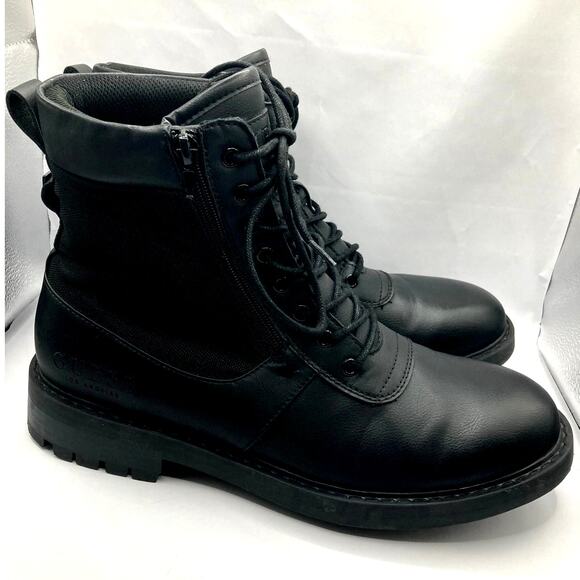 Guess Los Angeles Radford Combat Boots 9.5 M Black Combat Leather Mesh 8" Rise - Picture 4 of 9